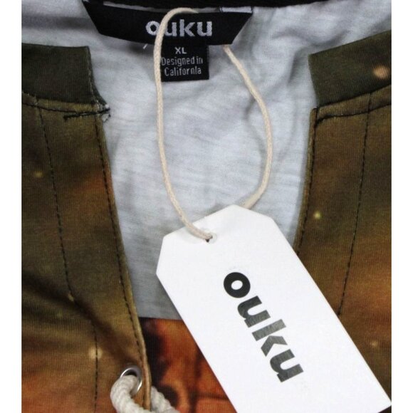 NWT Long Sleeve Graphic Tee With Wolves & Eagle Print By Ouku - Picture 4 of 9